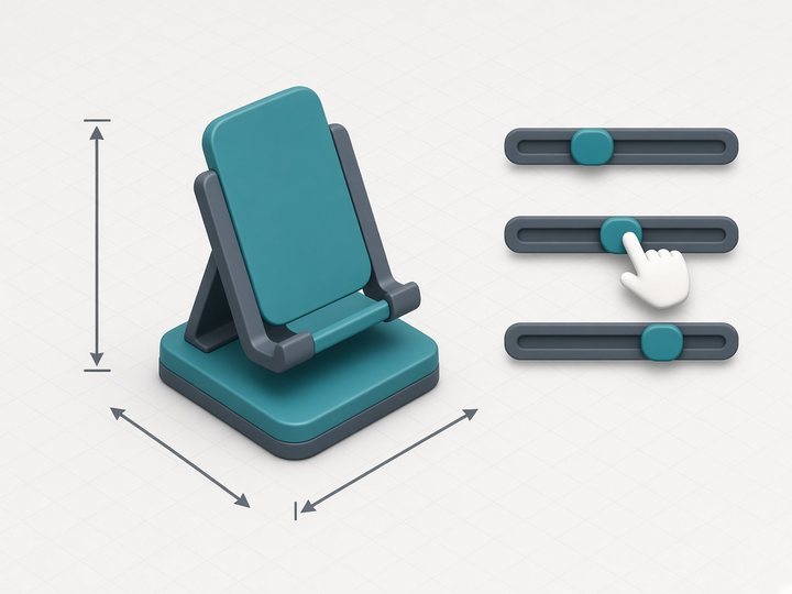 Support de téléphone coté, avec des curseurs pour ajuster ses dimensions
