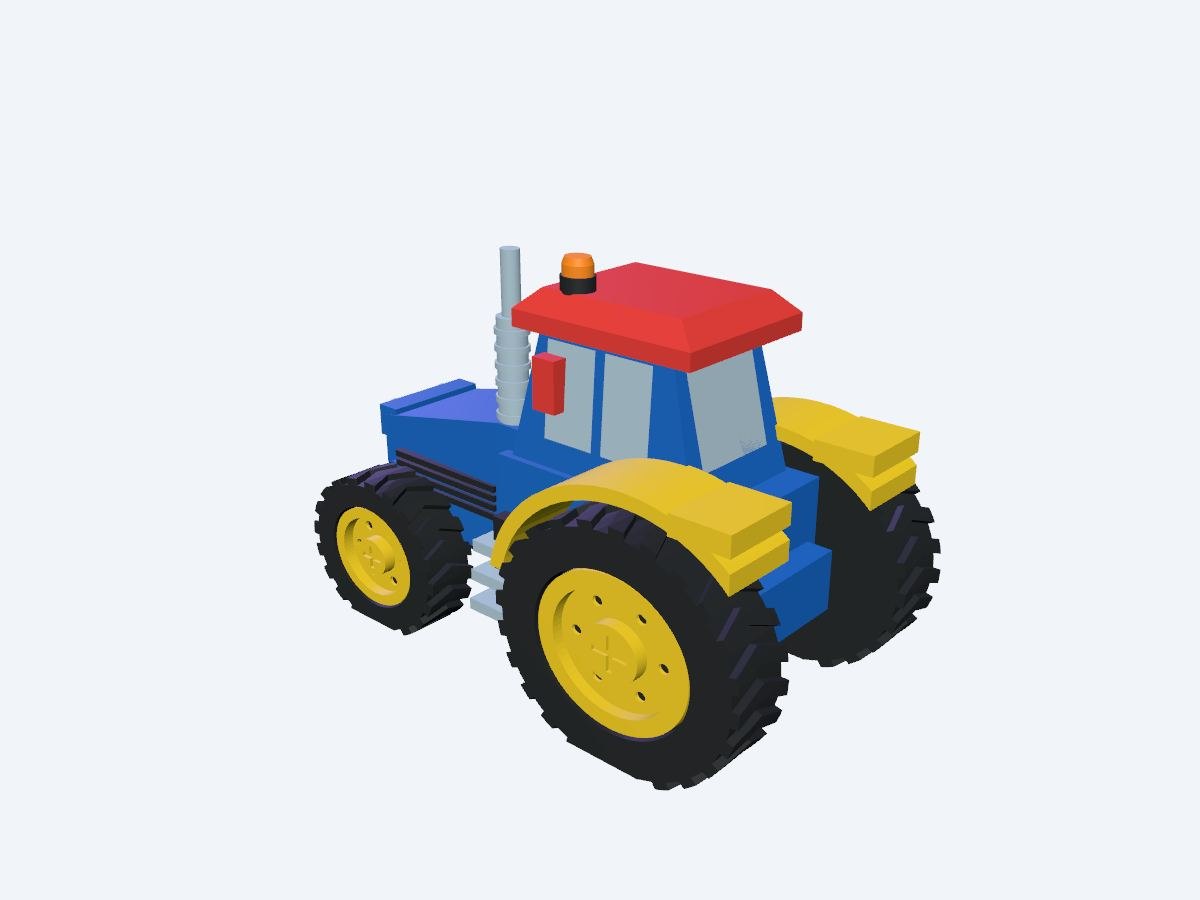 Modèle 3D Tracteur bleu à toit rouge par ClementPixel17