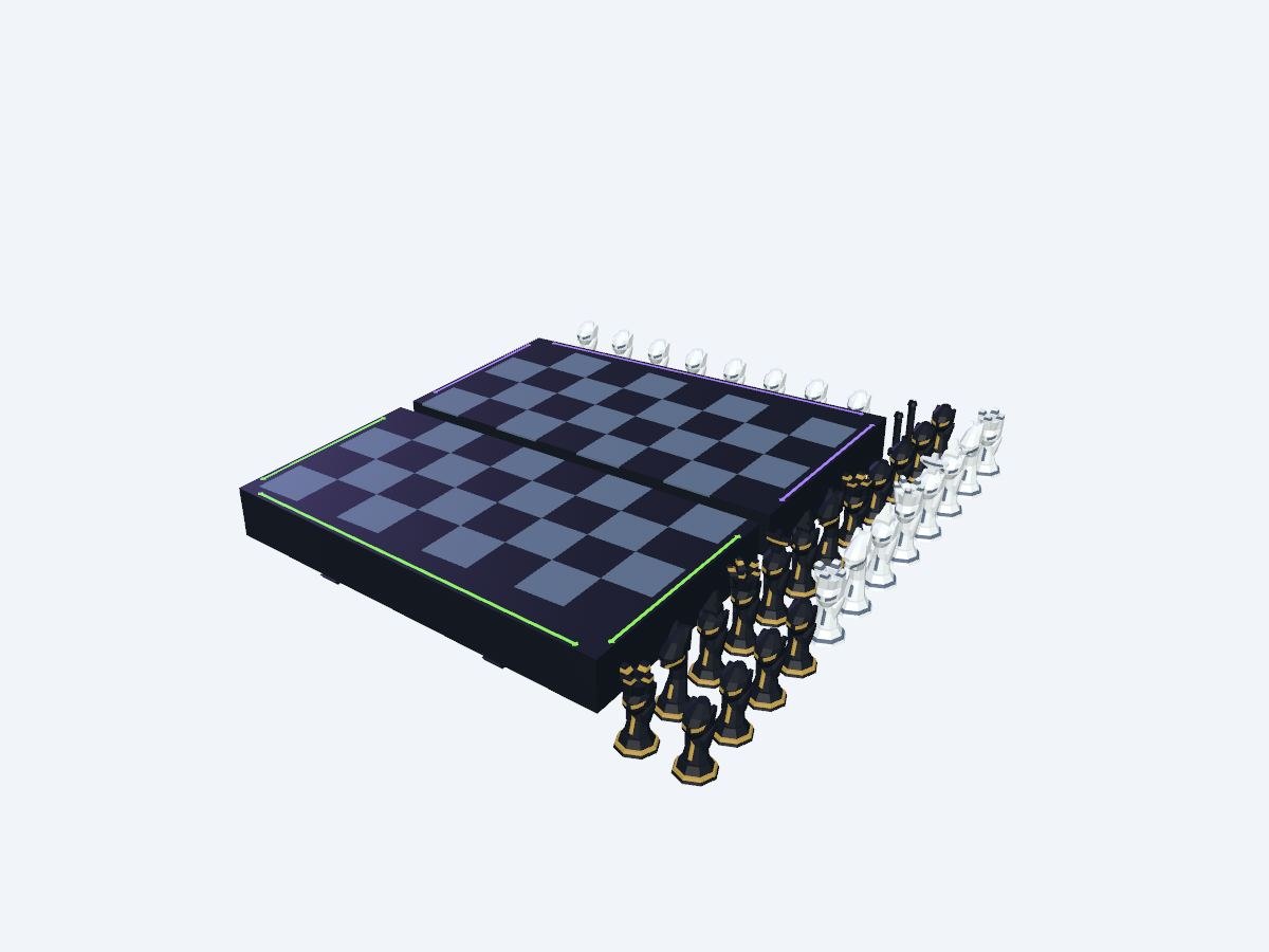 Modèle 3D Échiquier alien fuselé noir, blanc et métal par ClementPixel17