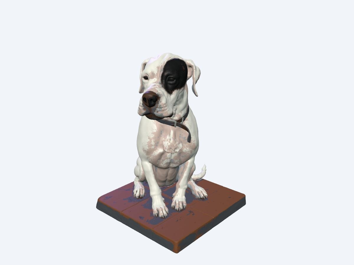 Modèle 3D Chien assis à tache noire sur l’œil — retouche par ClementPixel17