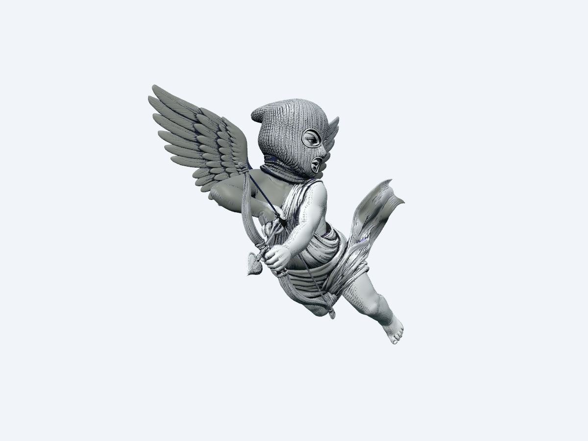 Modèle 3D Cupidon cagoulé avec arc et flèche par ClementPixel17