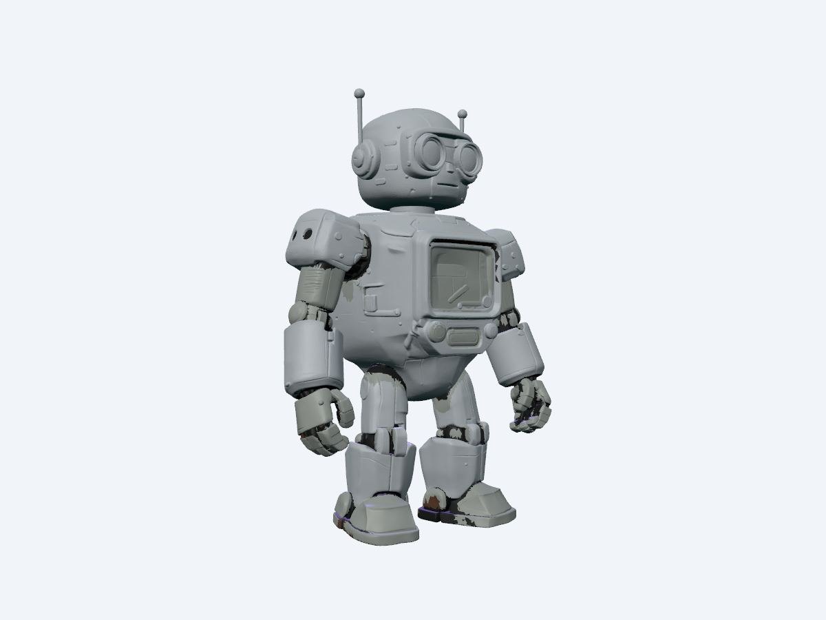 Modèle 3D Robot rétro à tête ronde et antennes par ClementPixel17