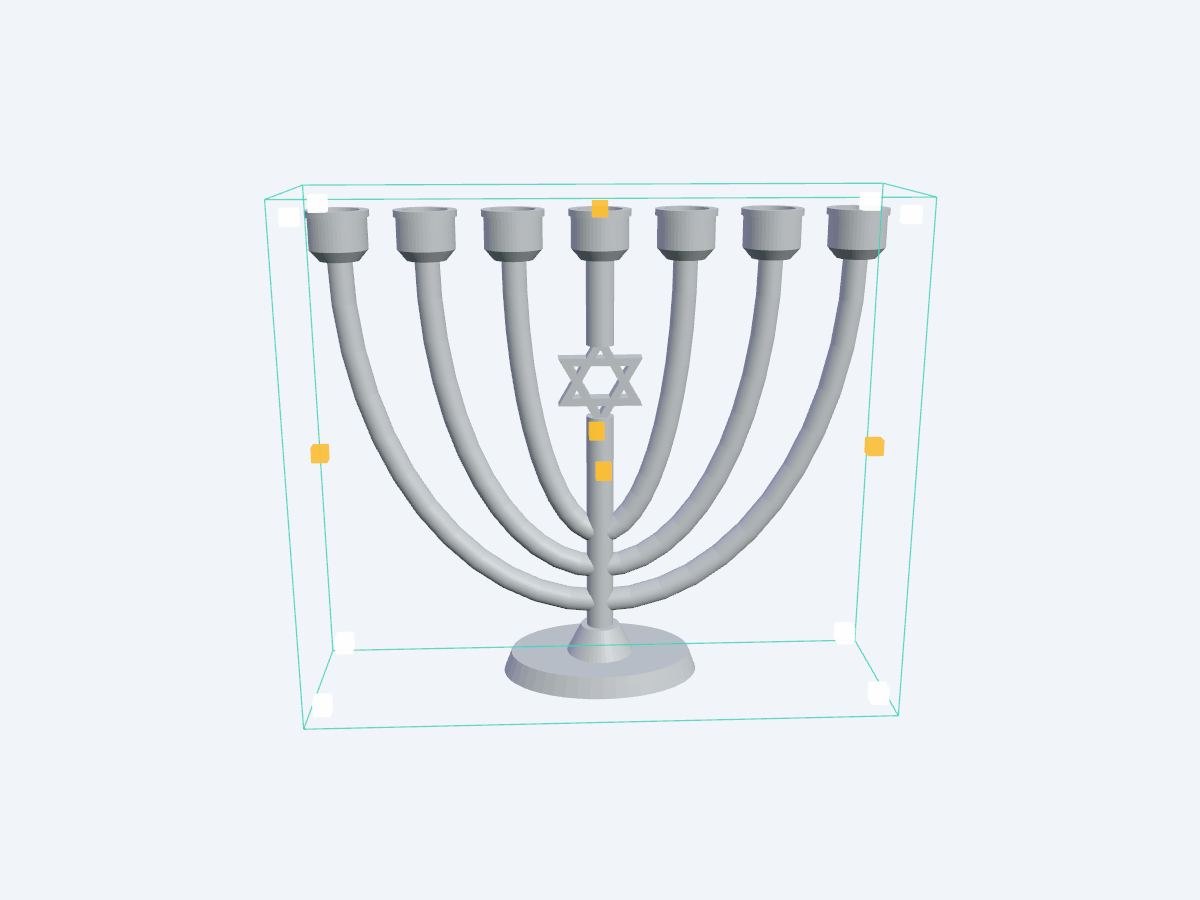 Modèle 3D Ménorah à 7 branches et étoile de David par ClementPixel17